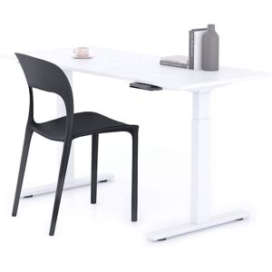 Mobili Fiver Bureau assisdebout Clara 140x60 Blanc Beton avec pieds blancs