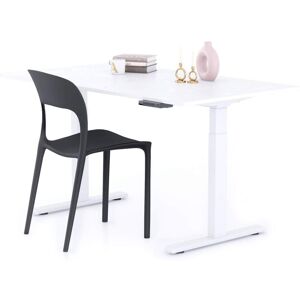 Mobili Fiver Bureau assisdebout Clara 140x80 Blanc Beton avec pieds blancs