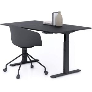 Mobili Fiver Bureau assis/debout Clara 140x80 Noir Beton avec pieds noirs