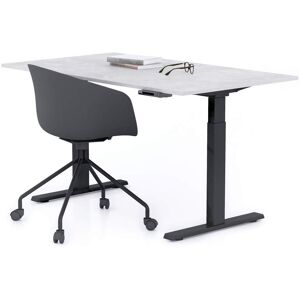 Mobili Fiver Bureau assis/debout Clara 140x80 Gris Beton avec pieds noirs