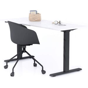 Mobili Fiver Bureau Clara 160x60, Béton Blanc, avec Pieds Fixes Noirs