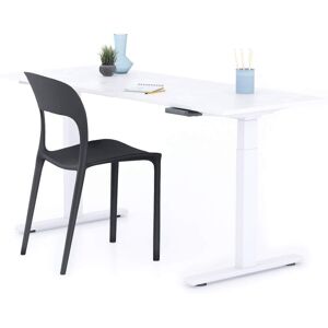 Mobili Fiver Bureau assis/debout Clara 160x60 Blanc Beton avec pieds blancs