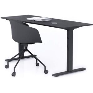 Mobili Fiver Bureau Clara 160x60, Noir Béton, avec Pieds Fixes Noirs