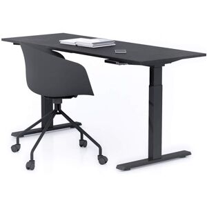 Mobili Fiver Bureau assis/debout Clara 160x60 Noir Béton avec pieds noirs