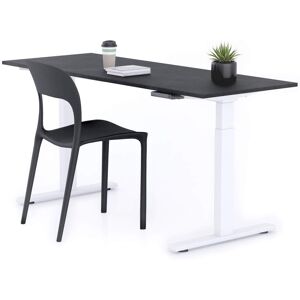 Mobili Fiver Bureau assis/debout Clara 160x60 Noir Beton avec pieds blancs