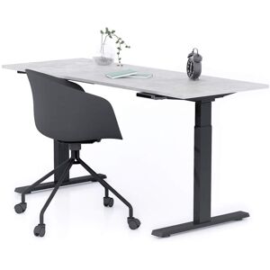 Mobili Fiver Bureau assis/debout Clara 160x60 Gris Beton avec pieds noirs