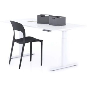 Mobili Fiver Bureau assis/debout Clara 160x80 Blanc Beton avec pieds blancs