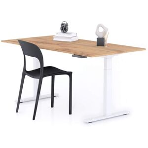 Mobili Fiver Bureau assis/debout Clara 160x80 Bois Rustique avec pieds blancs