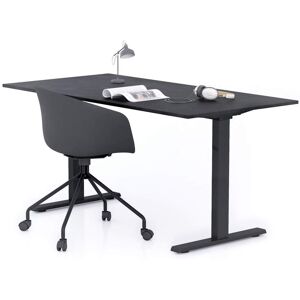 Mobili Fiver Bureau Clara 160x80, Noir Béton, avec Pieds Fixes Noirs