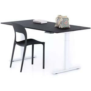 Mobili Fiver Bureau assis/debout Clara 160x80 Noir Beton avec pieds blancs