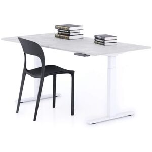 Mobili Fiver Bureau assis/debout Clara 160x80 Gris Beton avec pieds blancs