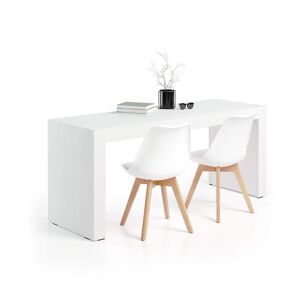 Mobili Fiver Table de bureau Evolution 180x60 Blanc Frene avec 2 pieds