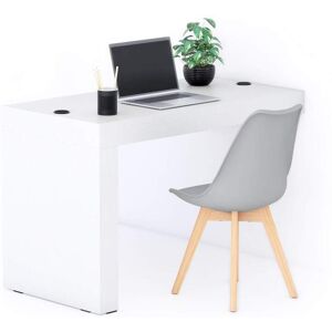 Mobili Fiver Table de bureau Evolution 120x60 Frene Blanc avec 1 pied et Chargeur Sans Fil