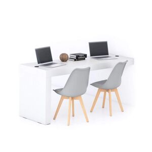 Mobili Fiver Table de bureau Evolution 180x60, Frene Blanc avec 1 pied et Chargeur Sans Fil