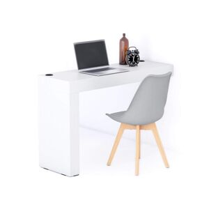 Mobili Fiver Table de bureau Evolution 120x40, Frêne Blanc avec 1 pied et Chargeur Sans Fil
