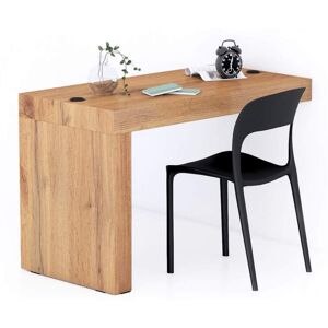 Mobili Fiver Table de bureau Evolution 120x60, Bois Rustique avec 1 pied et Chargeur Sans Fil