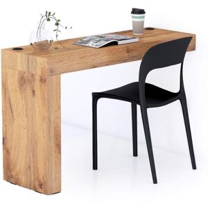 Mobili Fiver Table de bureau Evolution 120x40, Bois Rustique avec 1 pied et Chargeur Sans Fil