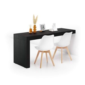 Mobili Fiver Table de bureau Evolution 180x60, Frêne Noir avec Un Pied