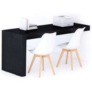 Mobili Fiver Table de bureau Evolution 180x60, Frene Noir avec 1 pied et Chargeur Sans Fil