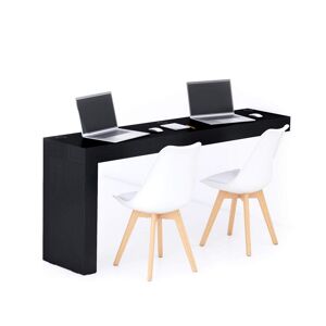 Mobili Fiver Table de bureau Evolution 180x40 Frene Noir avec 1 pied et Chargeur Sans Fil