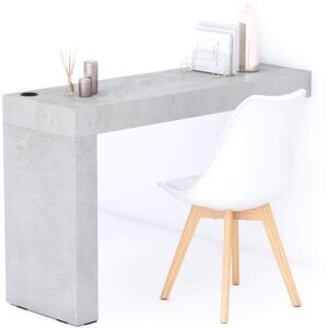 Mobili Fiver Table de bureau Evolution 120x40 Gris Beton avec 1 pied et Chargeur Sans Fil