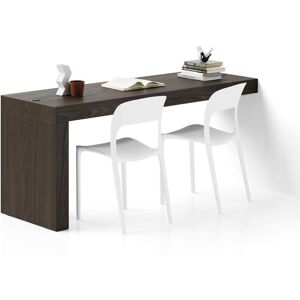 Mobili Fiver Table de Bureau Evolution 180x60 Noyer Americain avec Un Pied et Chargeur sans fil