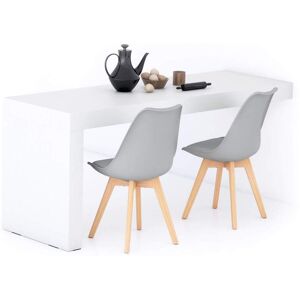 Mobili Fiver Table a manger Evolution 180x60 frene blanc avec 1 pied