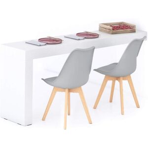 Mobili Fiver Table Fixe Evolution 180x40, Frêne Blanc avec 1 pied