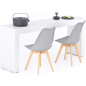 Mobili Fiver Table Fixe Evolution 180x40, Frêne Blanc avec 2 pieds