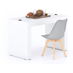 Mobili Fiver Table a manger Evolution 120x60 Frene Blanc avec 2 pieds et Chargeur Sans Fil