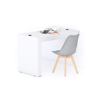 Mobili Fiver Table a manger Evolution 120x60 Frene Blanc avec 1 pied et Chargeur Sans Fil