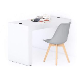 Mobili Fiver Table Fixe Evolution 120x60, Frêne Blanc avec 1 pied et Chargeur Sans Fil