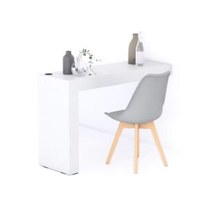 Mobili Fiver Table Fixe Evolution 120x40, Frêne Blanc avec 1 pied et Chargeur Sans Fil