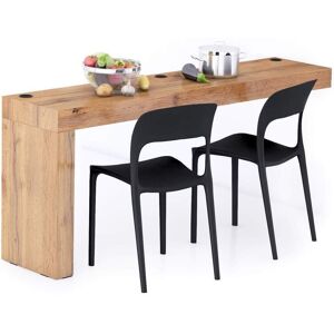 Mobili Fiver Table Fixe Evolution 180x40, Bois Rustique avec 1 pied et Chargeur Sans Fil