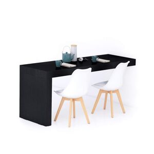 Mobili Fiver Table fixe Evolution 180x60, Frêne Noir avec 1 pied