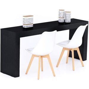 Mobili Fiver Table Fixe Evolution 180x40, Frêne Noir avec 2 pieds