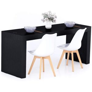 Mobili Fiver Table Fixe Evolution 180x60, Frêne Noir avec 2 pieds et Chargeur Sans Fil