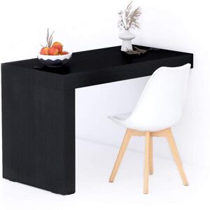 Mobili Fiver Table Fixe Evolution 120x60, Frêne Noir avec 1 pied et Chargeur Sans Fil