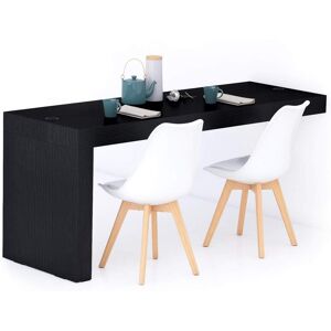 Mobili Fiver Table Fixe Evolution 180x60, Frêne Noir avec 1 pied et Chargeur Sans Fil