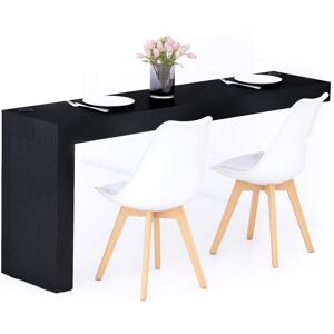 Mobili Fiver Table Fixe Evolution 180x40, Frêne Noir avec 1 pied et Chargeur Sans Fil