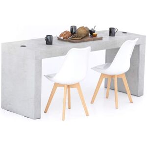 Mobili Fiver Table Fixe Evolution 180x60, Gris Béton avec 2 pieds et Chargeur Sans Fil