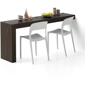 Mobili Fiver Table Fixe Evolution 180x40, Noyer Américain avec Un Pied et Chargeur S F