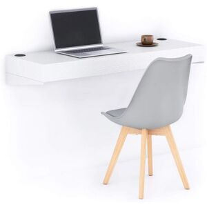 Mobili Fiver Bureau suspendu Evolution 120x40, Frêne Blanc avec Chargeur Sans Fil