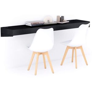 Mobili Fiver Bureau suspendu Evolution 180x40, Frêne Noir avec Chargeur Sans Fil