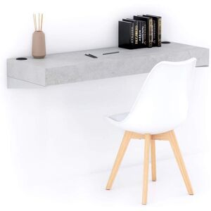 Mobili Fiver Bureau suspendu Evolution 120x40, Gris Béton avec Chargeur Sans Fil