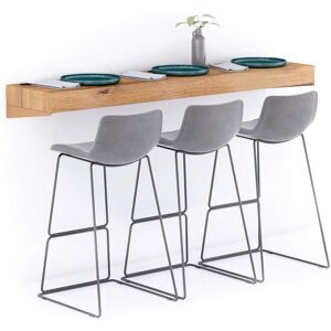 Mobili Fiver Table de bar murale Evolution 180x40 Bois Rustique avec Chargeur Sans Fil