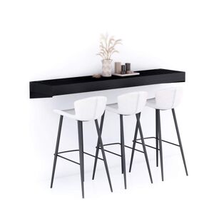 Mobili Fiver Table de bar murale Evolution 180x40, Frêne Noir avec Chargeur Sans Fil