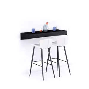 Mobili Fiver Table de bar murale Evolution 120x40, Frêne Noir avec Chargeur Sans Fil