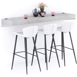 Mobili Fiver Table de bar murale Evolution 180x40 Gris Beton avec Chargeur Sans Fil