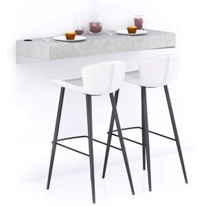 Mobili Fiver Table de bar murale Evolution 120x40, Gris Beton avec Chargeur Sans Fil